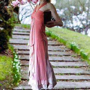 ABS ombre pink silk dress